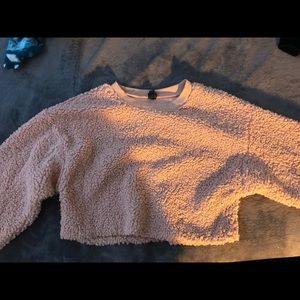 fuzzy cropped sweatshirt